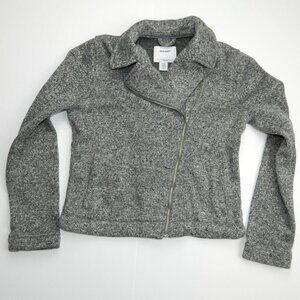 Old Navy Gray Fleece Full Zip Moto Sweater jack Youth Girls XL (14)